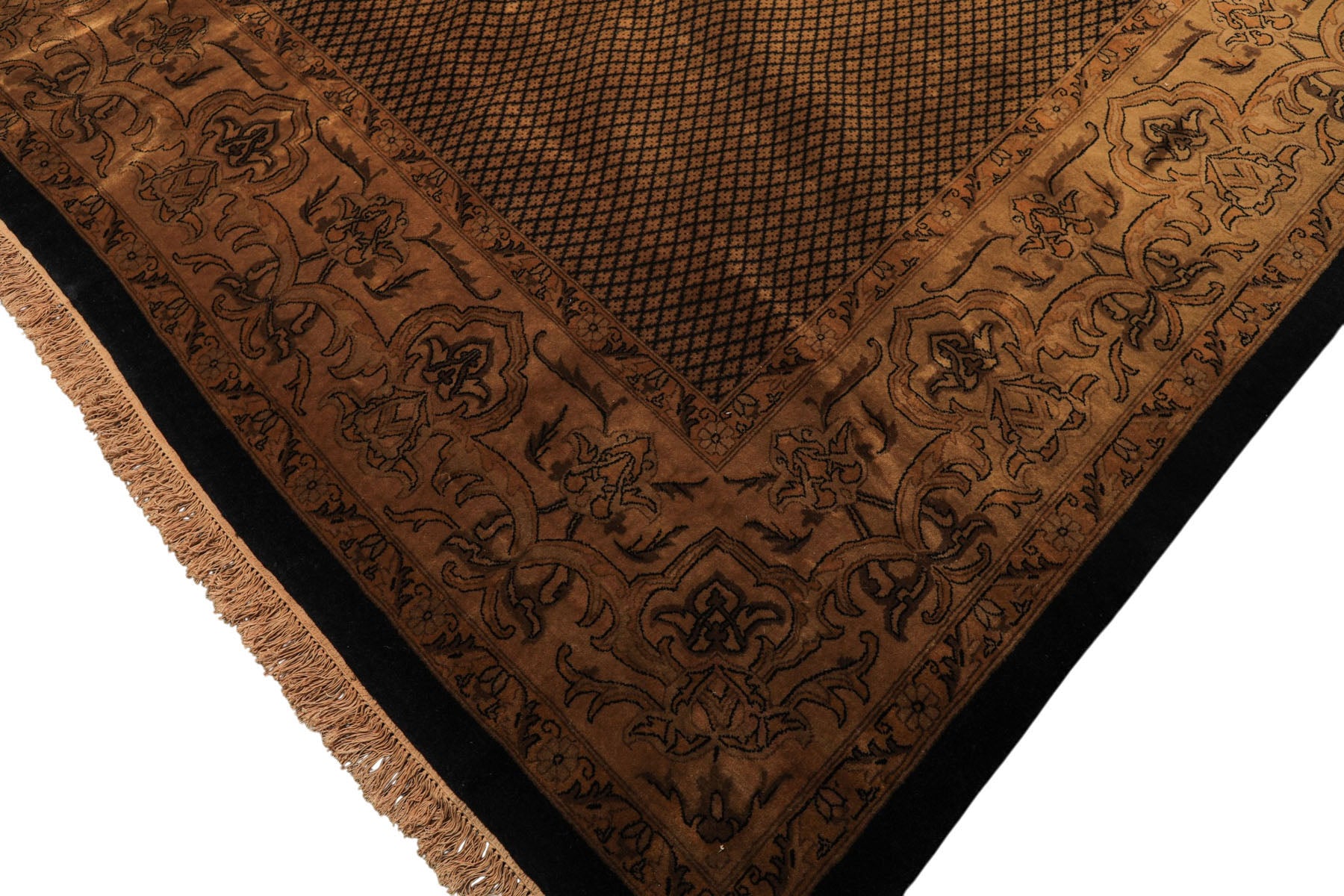 12x18 Black, Gold, Sage Color Hand Knotted Indo Persian New Zealand Wool Transitional Oriental Rug