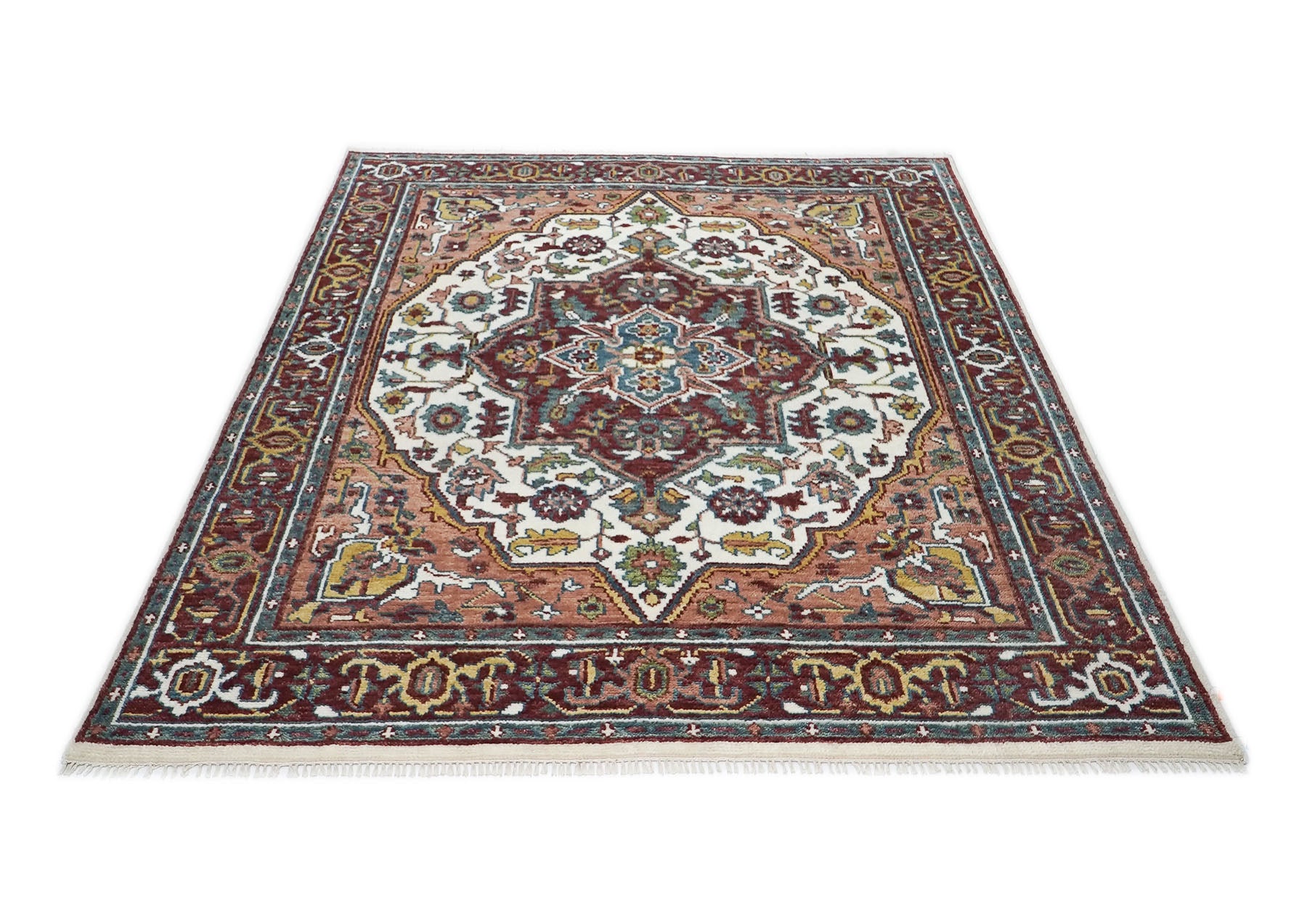 8x10 Gray
, Beige
, Teal
 Color Hand Knotted Oushak Wool Traditional Oriental Rug