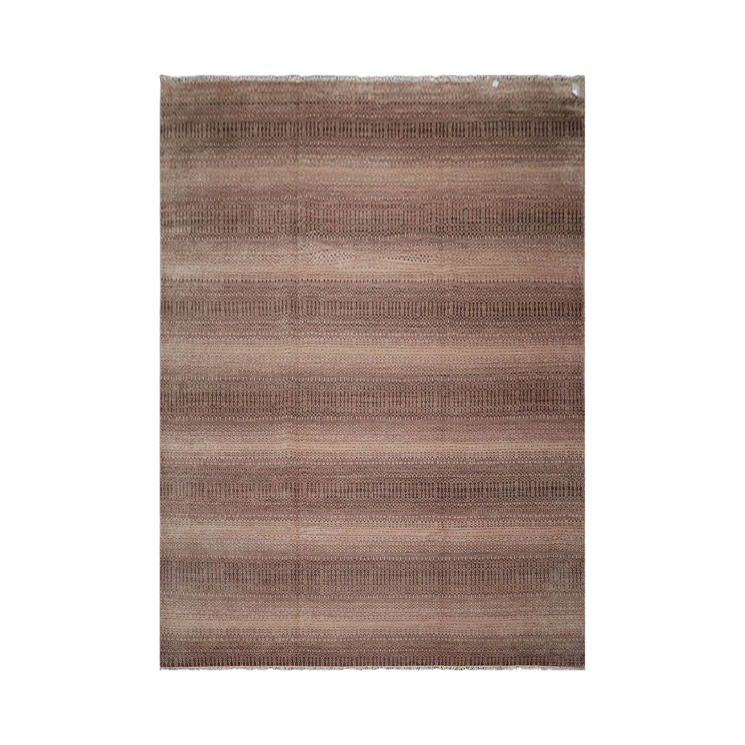 10x14 Brown, Tan, Color Hand Knotted  100% Wool Modern & Contemporary Oriental Rug