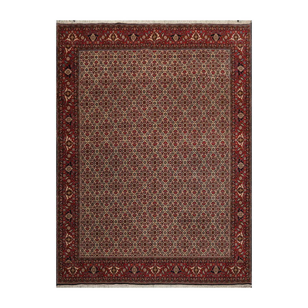 8x11 Ivory, Rose, Black Color Hand Knotted Bidjar 100% Wool Traditional Oriental Rug