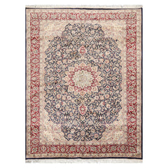 6x9 Navy, Burgundy, Beige Color Hand Knotted Pak Persian 100% Wool Traditional Oriental Rug
