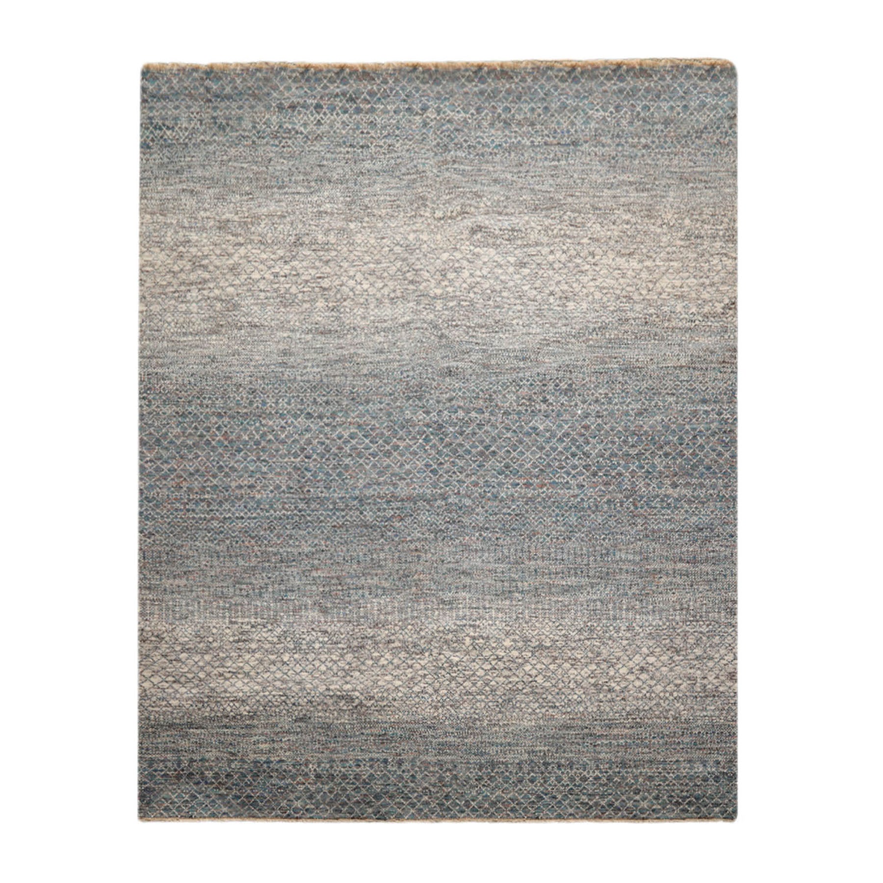 8x10 Ivory, Blue, Aqua Color Hand Knotted  100% Wool Modern Oriental Rug