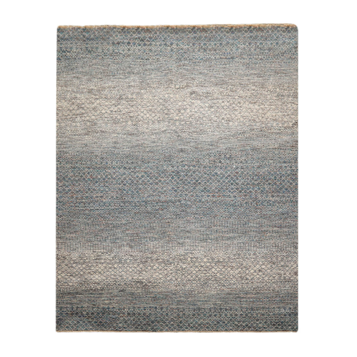 8x10 Ivory, Blue, Aqua Color Hand Knotted  100% Wool Modern Oriental Rug