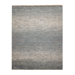8x10 Ivory, Blue, Aqua Color Hand Knotted  100% Wool Modern Oriental Rug