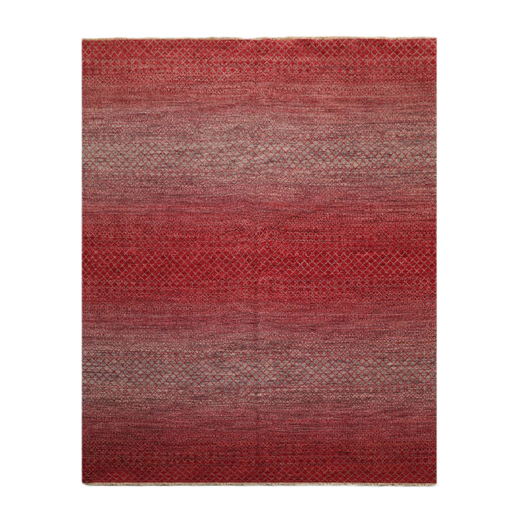 8x10 Red, Gray, Beige Color Hand Knotted  100% Wool Modern Oriental Rug