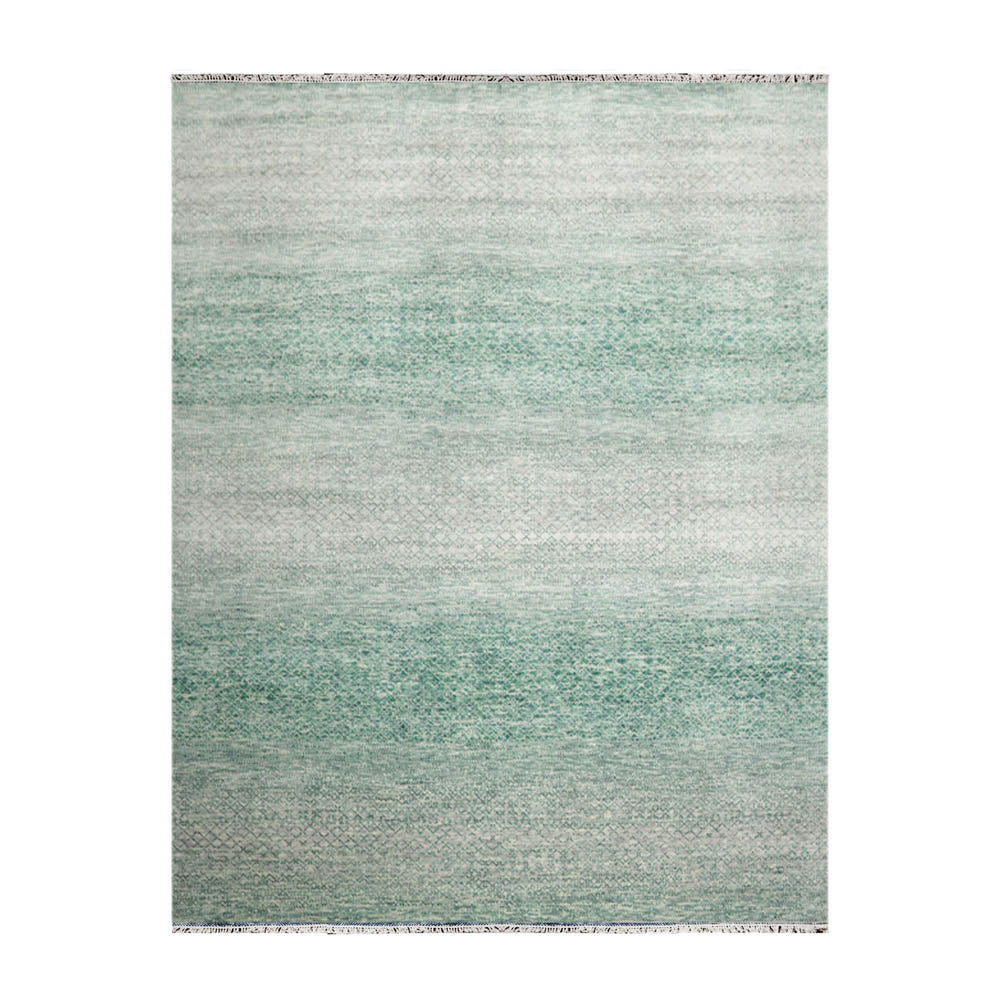 9x12 Green, Beige, Gray Color Hand Knotted  100% Wool Modern Oriental Rug