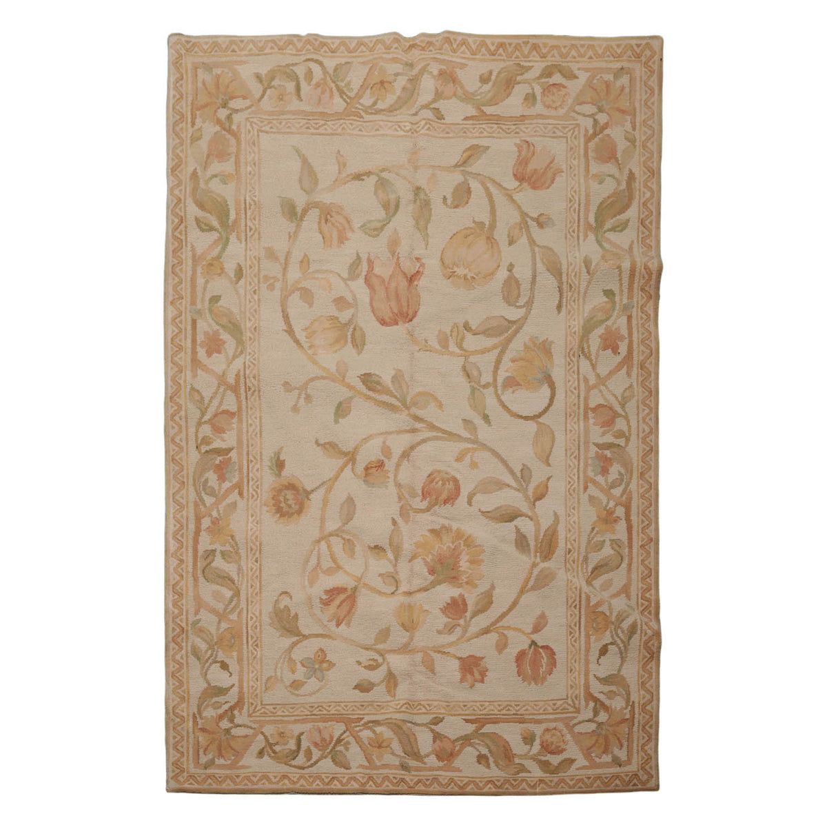 6x9 Beige, Tan, Light Gold Color Hand Knotted  100% Wool Traditional Oriental Rug