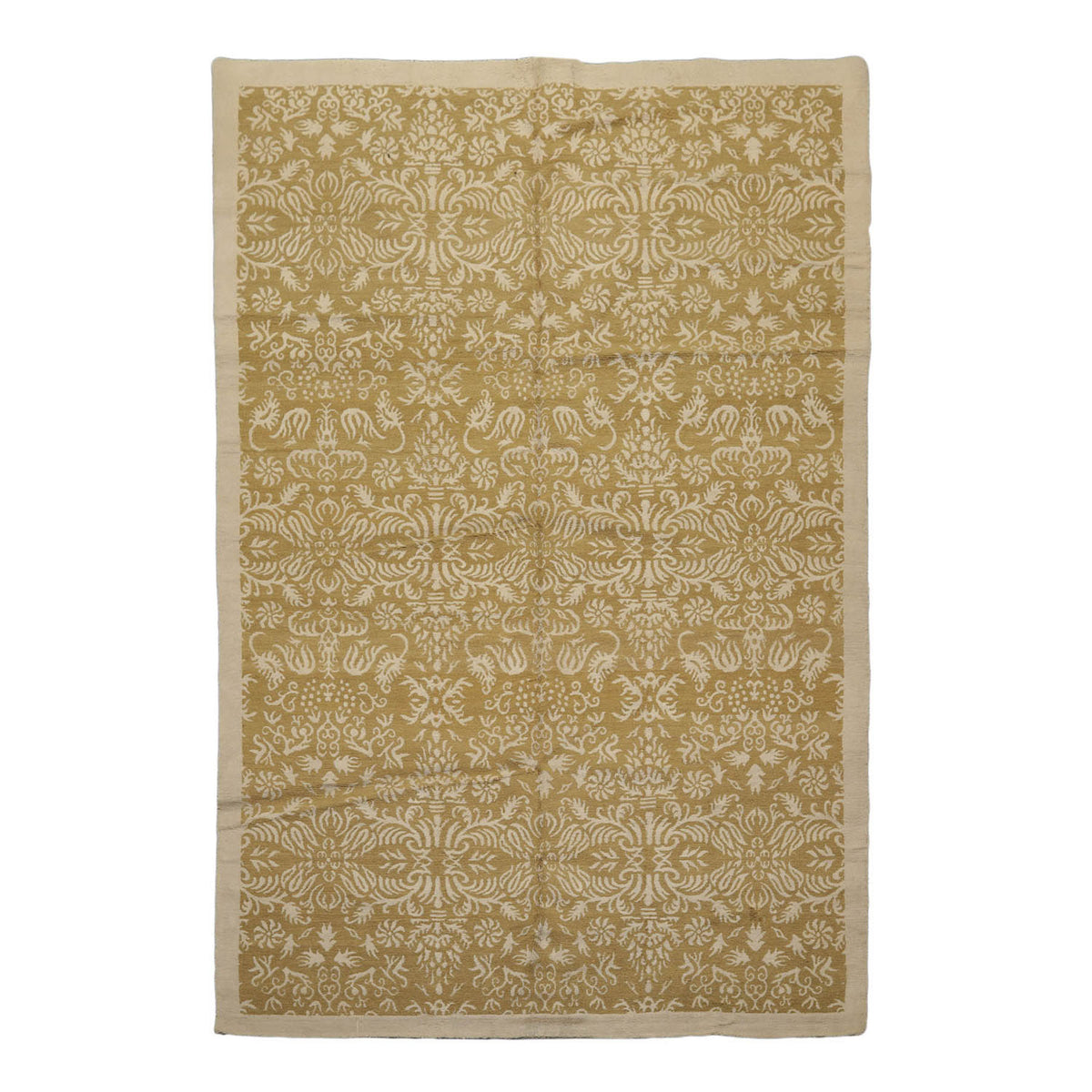 6x9 Brown, Light Gold, Color Hand Knotted  Wool & Silk Transitional Oriental Rug