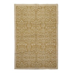 6x9 Brown, Light Gold, Color Hand Knotted  Wool & Silk Transitional Oriental Rug