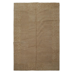 6x9 Tone on Tone Beige, , Color Hand Knotted  Wool & Silk Modern Oriental Rug