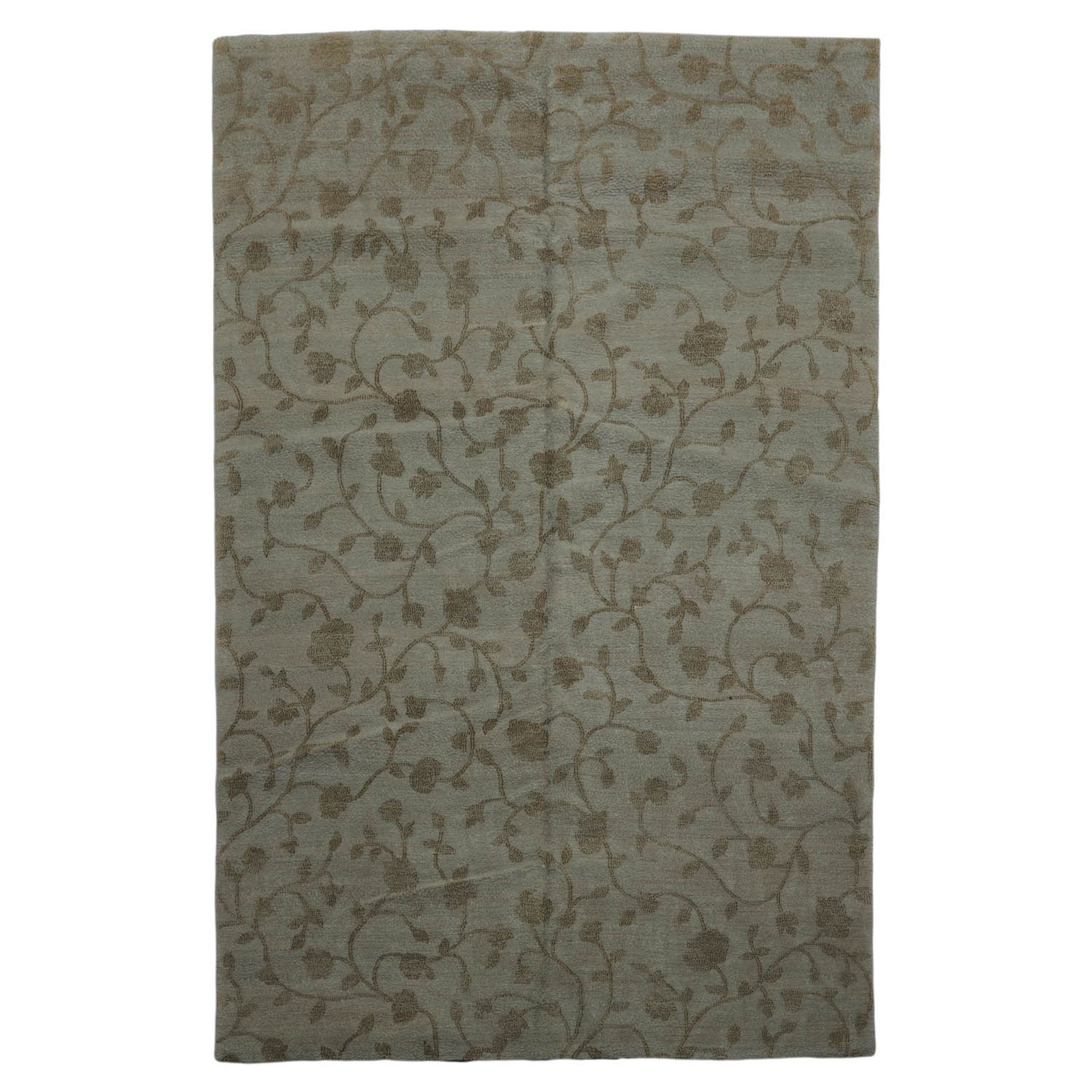 6x9 Gray, Green, Color Hand Knotted  100% Wool Transitional Oriental Rug