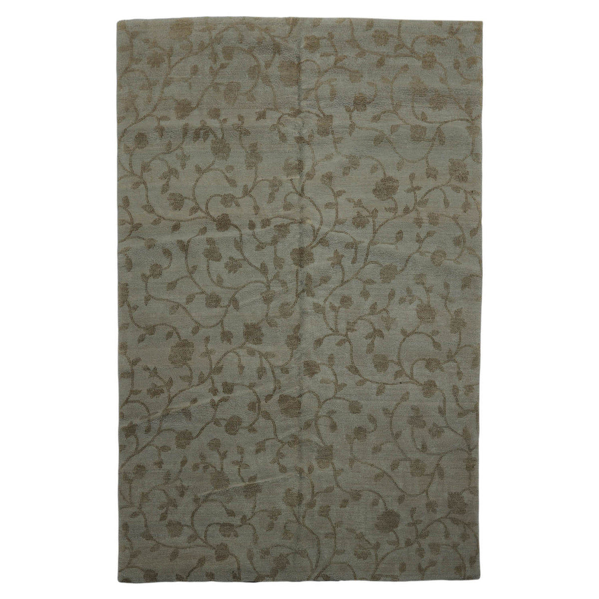 6x9 Gray, Green, Color Hand Knotted  100% Wool Transitional Oriental Rug