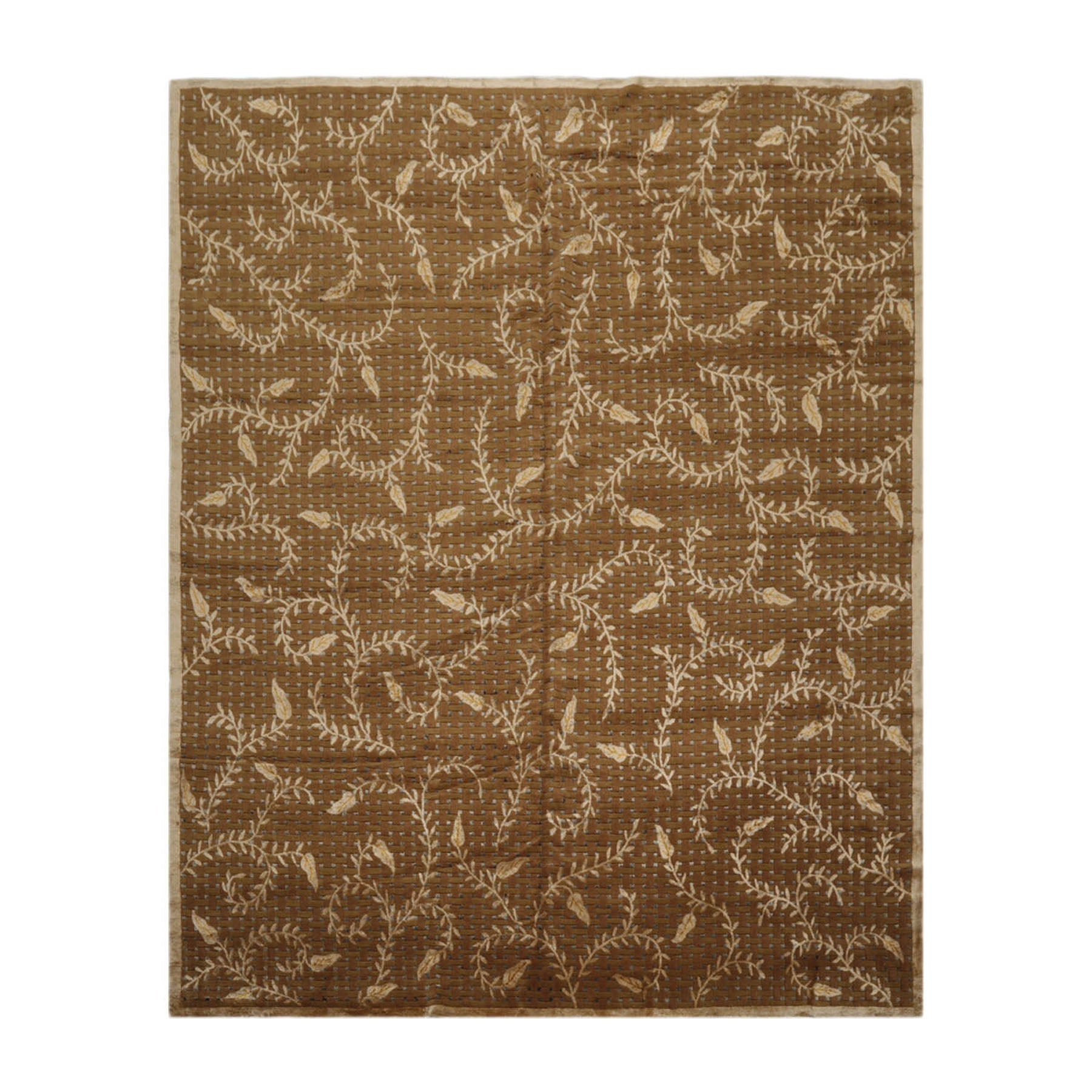 8x10 Brown, Gold, Gray Color Hand Knotted  Wool & Silk Traditional Oriental Rug