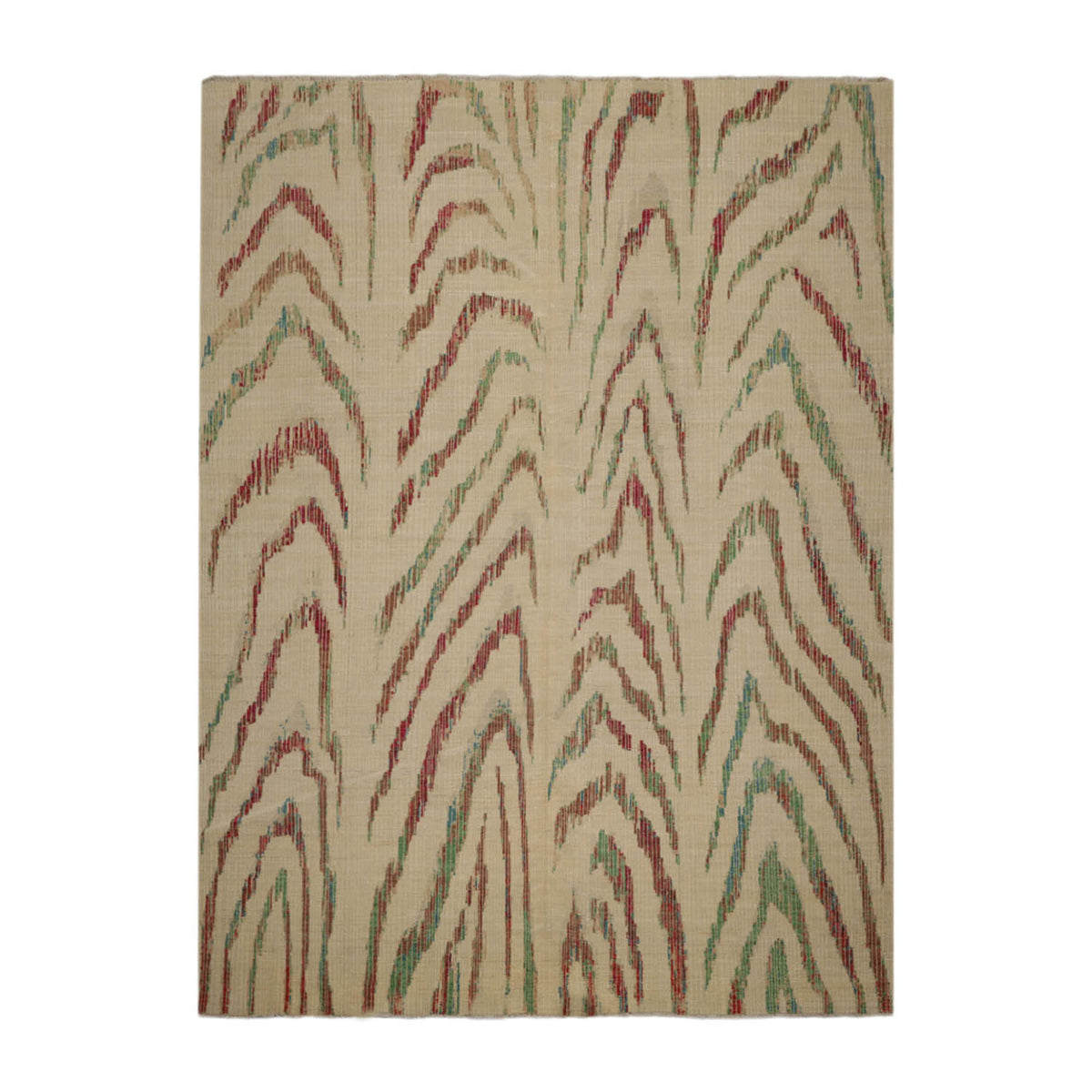 8x11 Beige, Brown, Cranberry Color Hand Knotted Peshawar 100% Wool Modern Oriental Rug