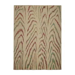 8x11 Beige, Brown, Cranberry Color Hand Knotted Peshawar 100% Wool Modern Oriental Rug