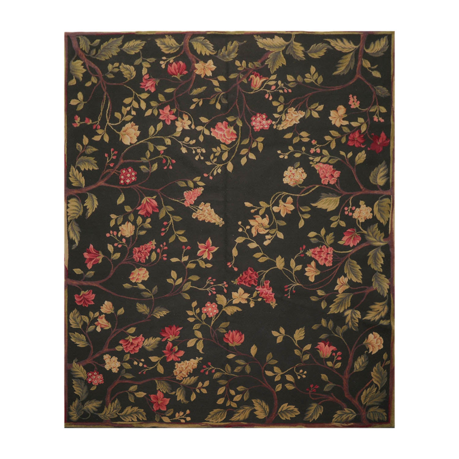 8x10 Dark Green, Lime, Rose Color Hand Knotted  100% Wool Traditional Oriental Rug