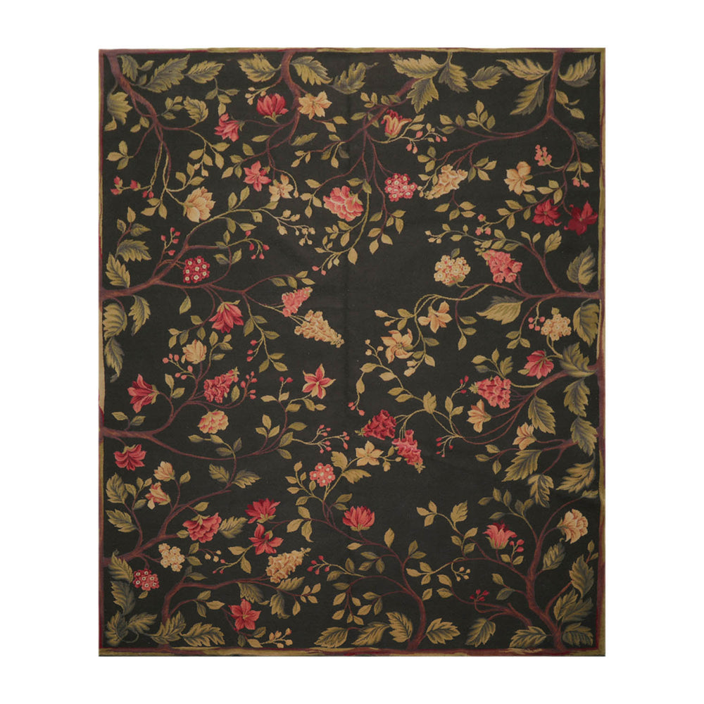 8x10 Dark Green, Lime, Rose Color Hand Knotted  100% Wool Traditional Oriental Rug