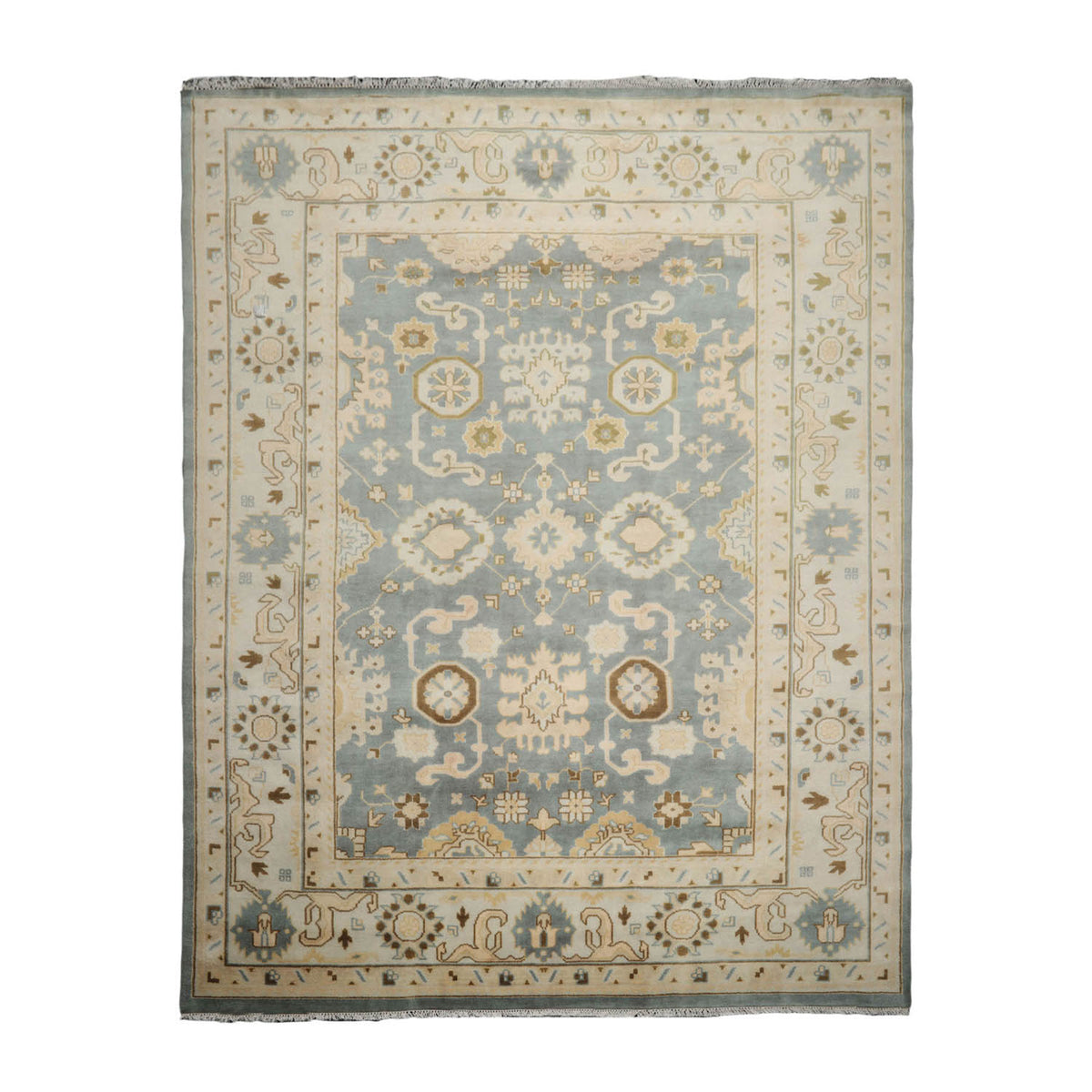 9x12 Celadon, Beige, Gray Color Hand Knotted  100% Wool Traditional Oriental Rug