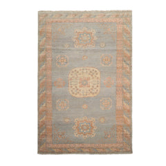 6x9 Mint, Blush, Ivory Color Hand Knotted Afghan Oushak 100% Wool Traditional Oriental Rug