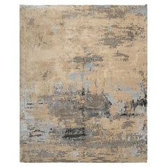 8x10 Beige, Tan, Gray Color Hand Knotted Tibetan Wool Modern Oriental Rug