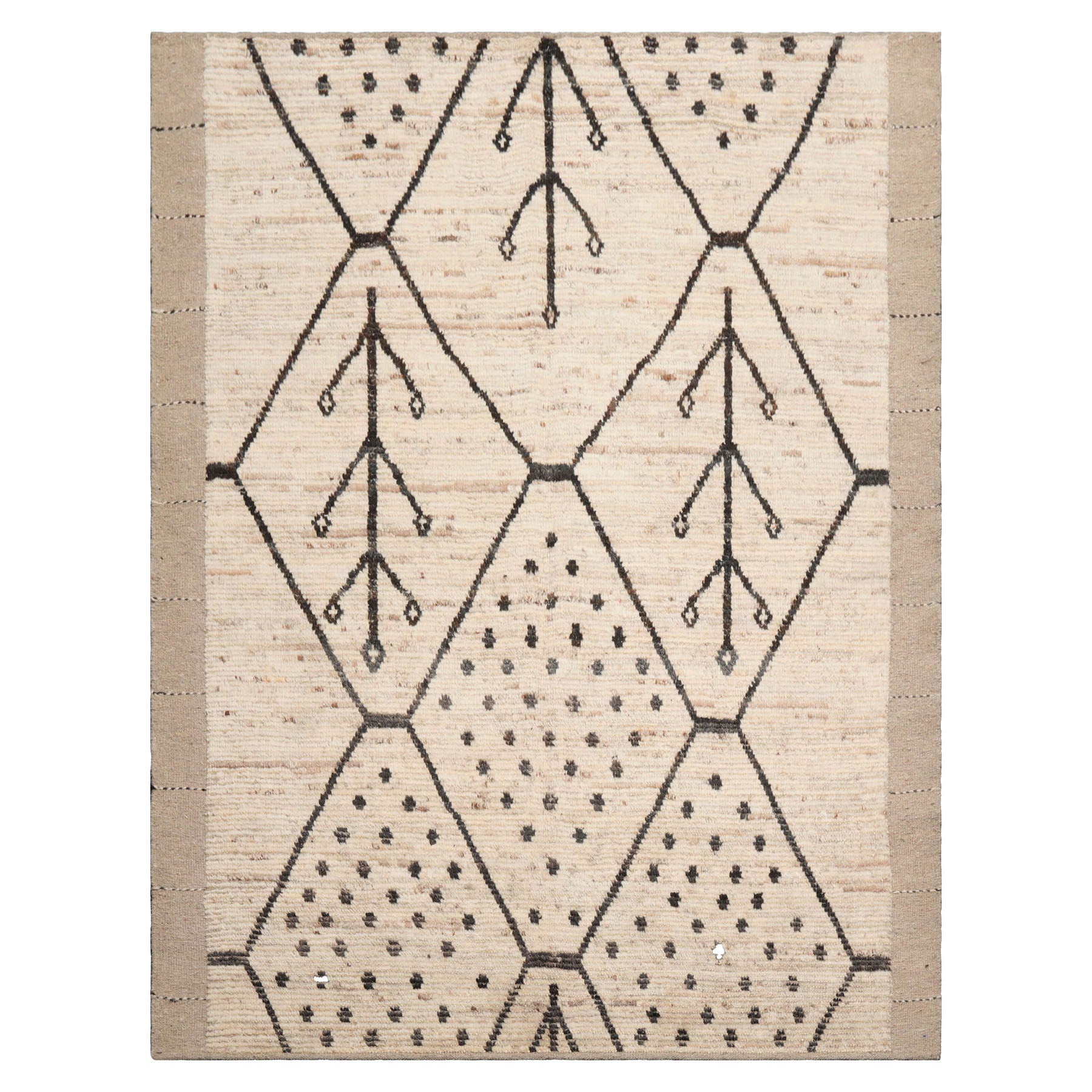 5x7 Beige, Charcoal, Color Hand Knotted Afghan Moroccan 100% Wool Modern Oriental Rug