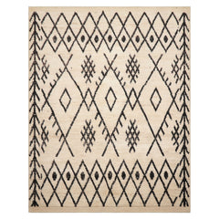 5x7 Ivory, Black, Color Hand Knotted Afghan Moroccan 100% Wool Modern & Contemporary Oriental Rug