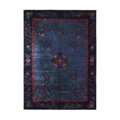 10x14 Navy, Plum, Peach Color Hand Knotted  100% Wool Traditional Oriental Rug