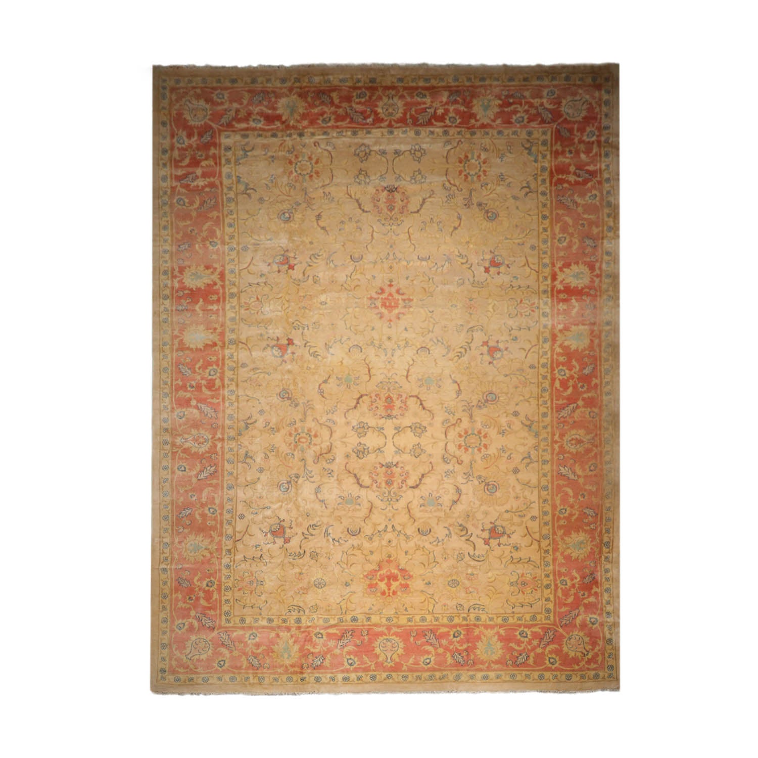 Palace Beige, Blush, Navy Color Hand Knotted  100% Wool Traditional Oriental Rug