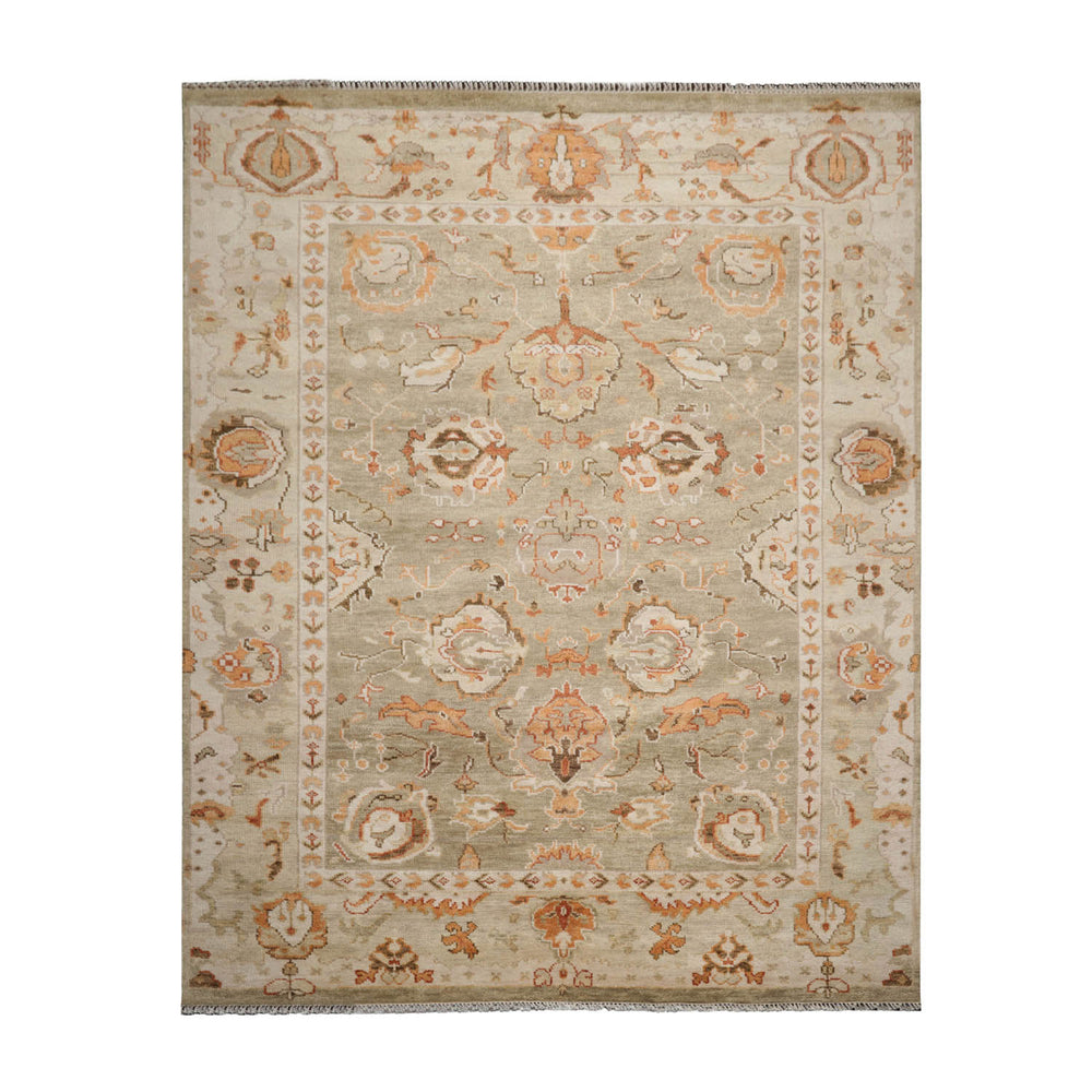 Multi Size Beige Peach Brown Color Hand Knotted Oushak Wool Traditional Oriental Rug