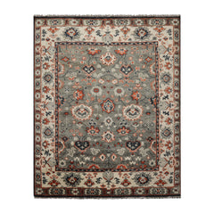 8x10 Gray, Beige, Burnt Orange Color Hand Knotted  100% Wool Traditional Oriental Rug