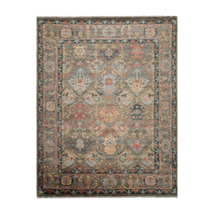 Multi Size Gray Gray Teal Color Hand Knotted Oushak Wool Traditional Oriental Rug