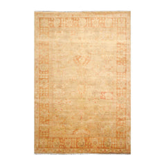 6x9 Tan, Teracotta, Gold Color Hand Knotted Oushak 100% Wool Traditional Oriental Rug