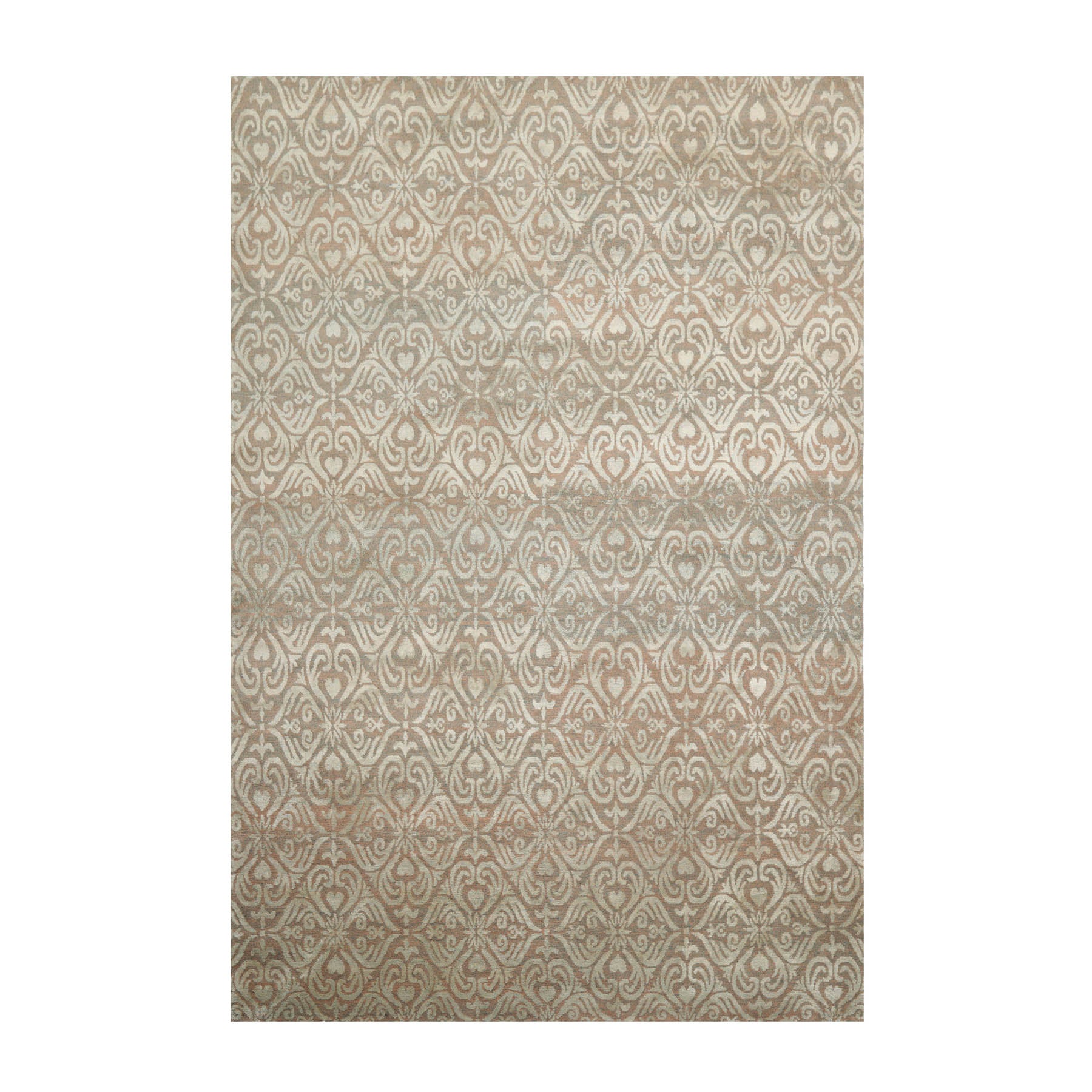 6x9 Aqua, Beige, Color Hand Knotted Tibetan Wool & Silk Traditional Oriental Rug