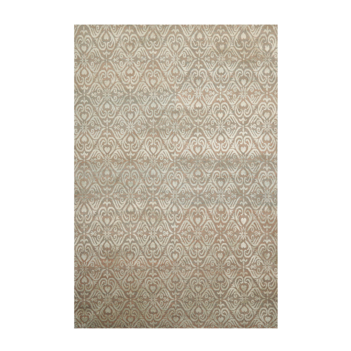 6x9 Aqua, Beige, Color Hand Knotted Tibetan Wool & Silk Traditional Oriental Rug