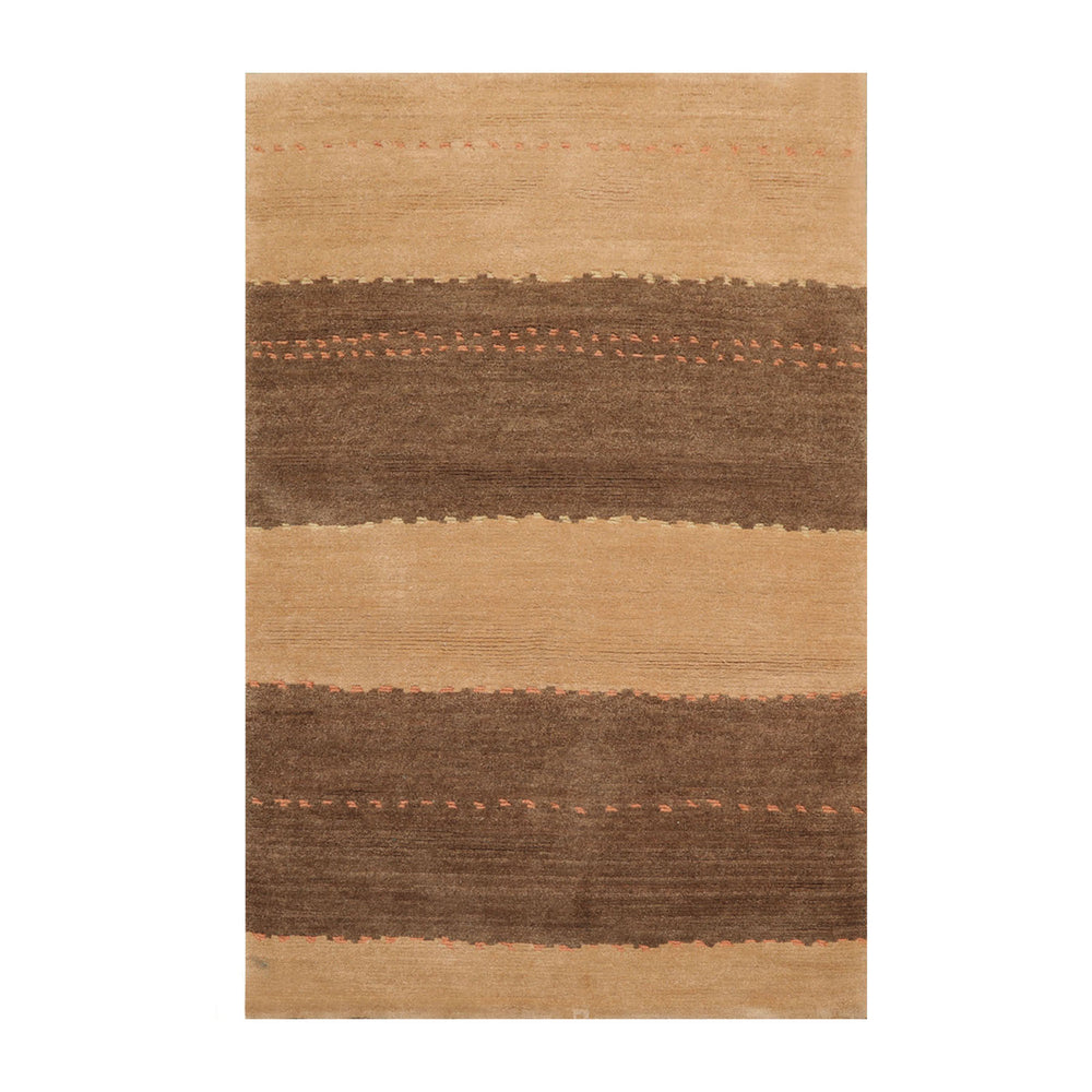 4x6 Camel, Brown, Color Hand Knotted Tibetan 100% Wool Modern Oriental Rug
