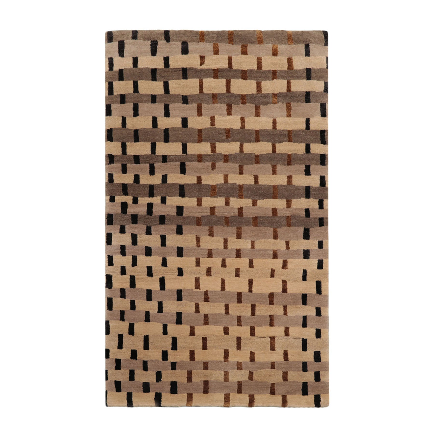 3x5 Tan, Beige, Gray Color Hand Knotted Tibetan Wool & Silk Transitional Oriental Rug