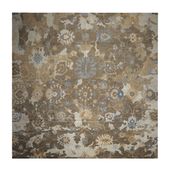 Square Brown, Tan, Beige Color Hand Knotted Oushak 100% Wool Traditional Oriental Rug