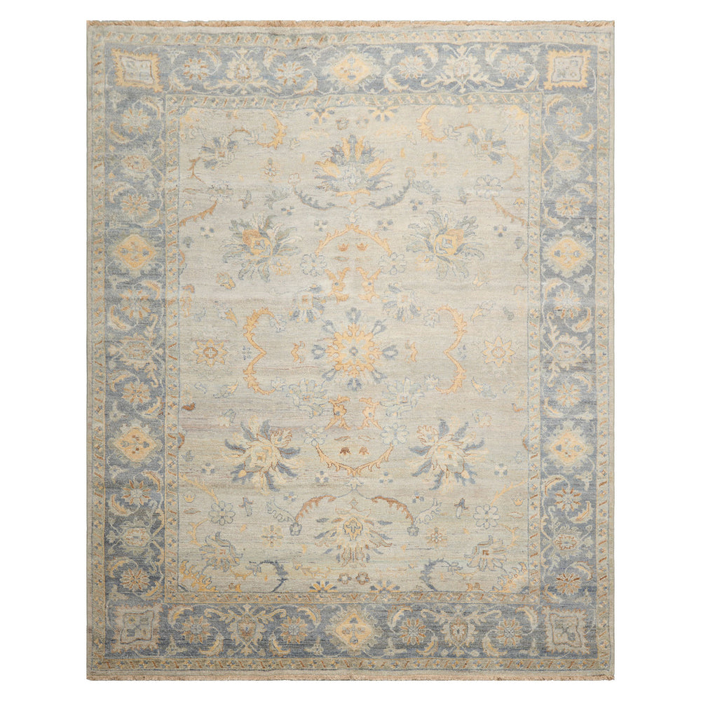 8x10 Mint, Gray, Blue Color Hand Knotted Afghan Oushak Wool Traditional Oriental Rug