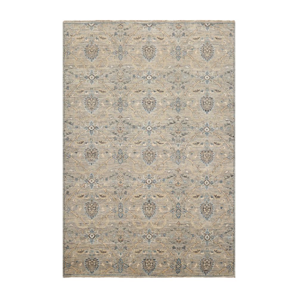 6x9 Gray, Beige, Turquoise Color Hand Knotted Oushak Wool Traditional Oriental Rug