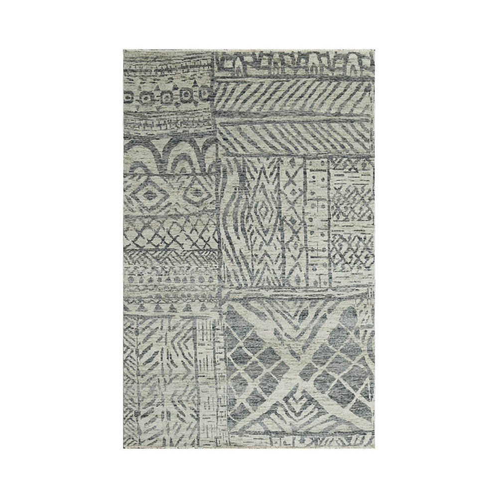 5x8 Gray Beige, , Color Hand Knotted  100% Wool Modern & Contemporary Oriental Rug