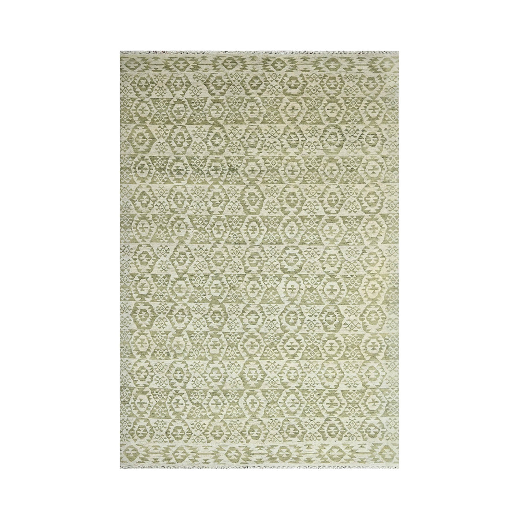 10x14 Beige, Green, Color Hand Knotted  100% Wool Southwestern Oriental Rug