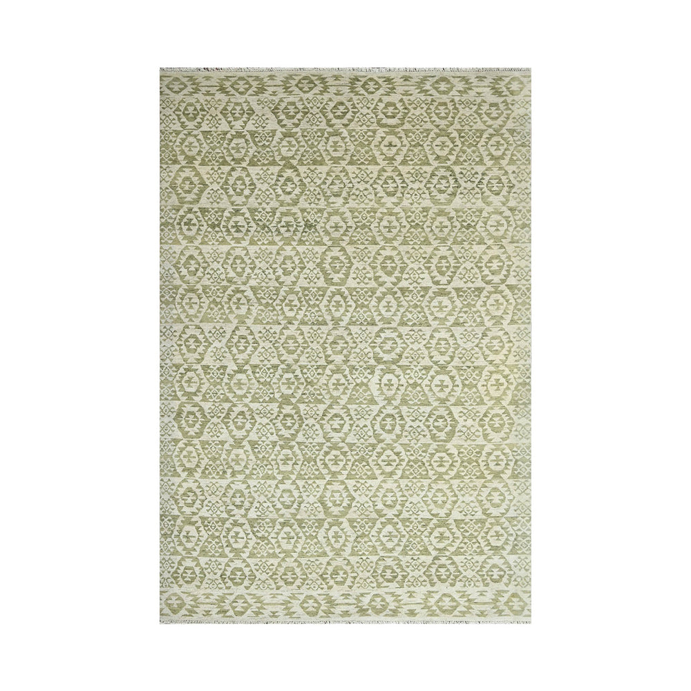10x14 Beige, Green, Color Hand Knotted  100% Wool Southwestern Oriental Rug