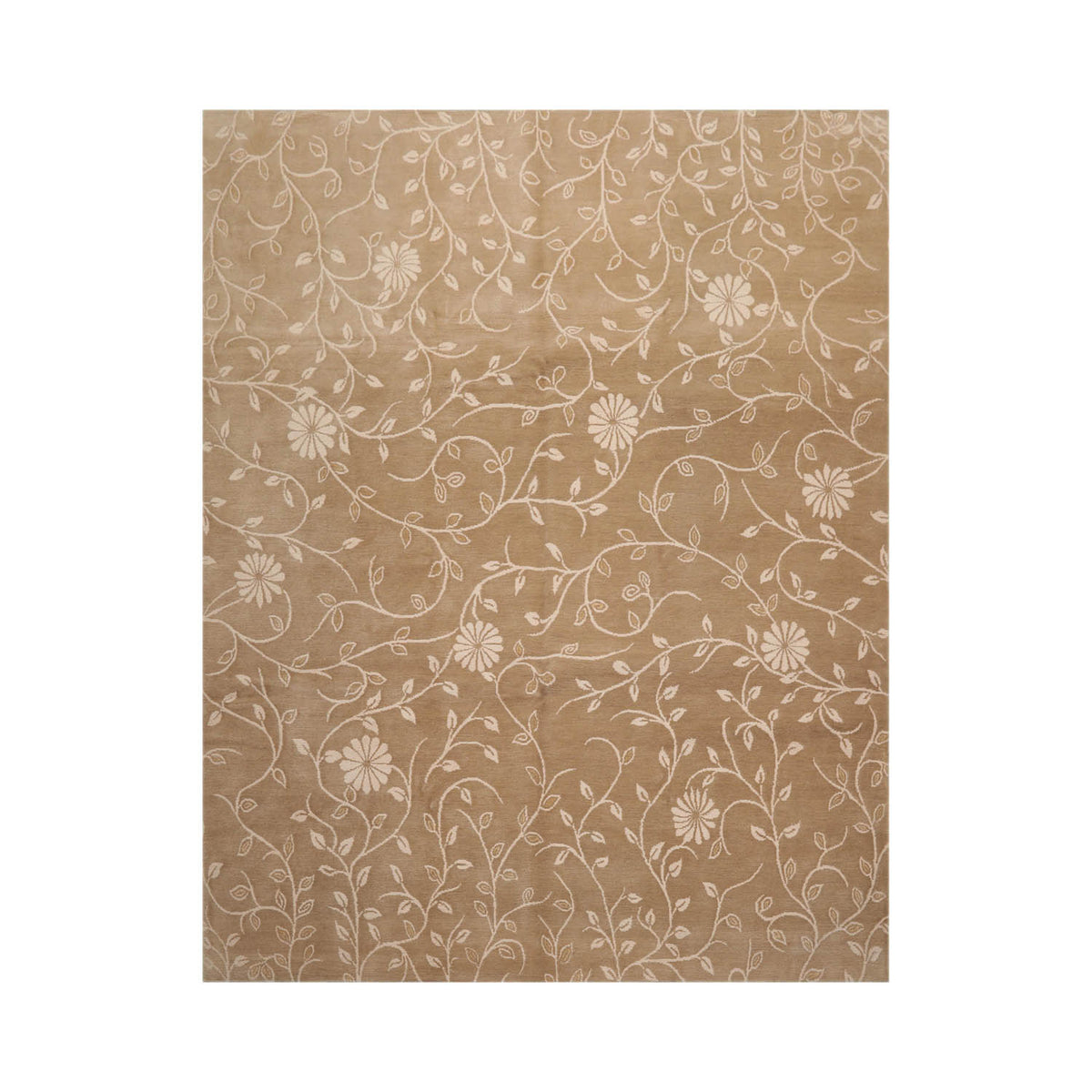 8x10 Tone on Tone Beige, , Color Hand Knotted  100% Wool Transitional Oriental Rug