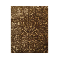 8x10 Olive, Gold, Color Hand Knotted  Wool & Silk Transitional Oriental Rug