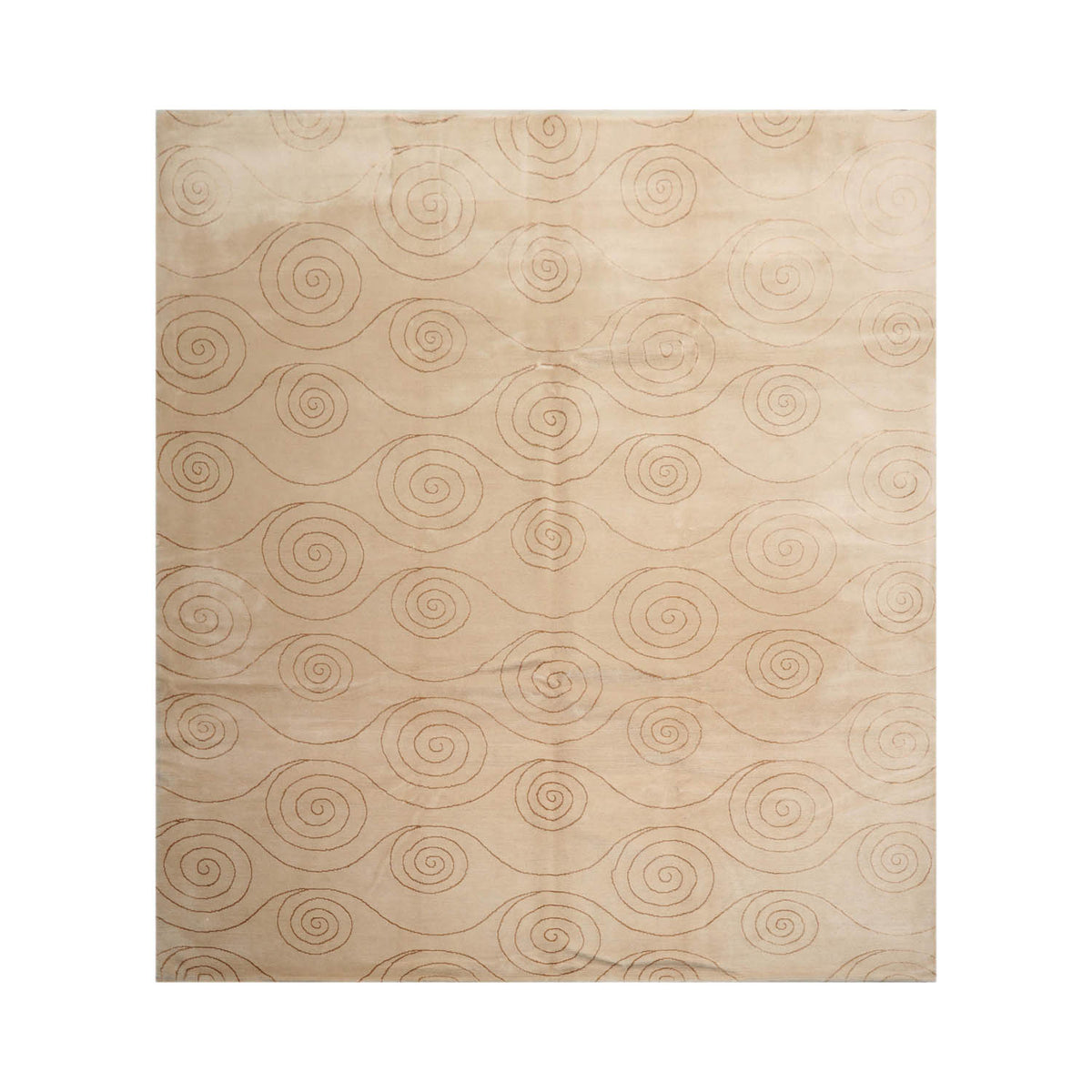 8x10 Beige, Gold, Color Hand Knotted  Wool & Silk Modern Oriental Rug
