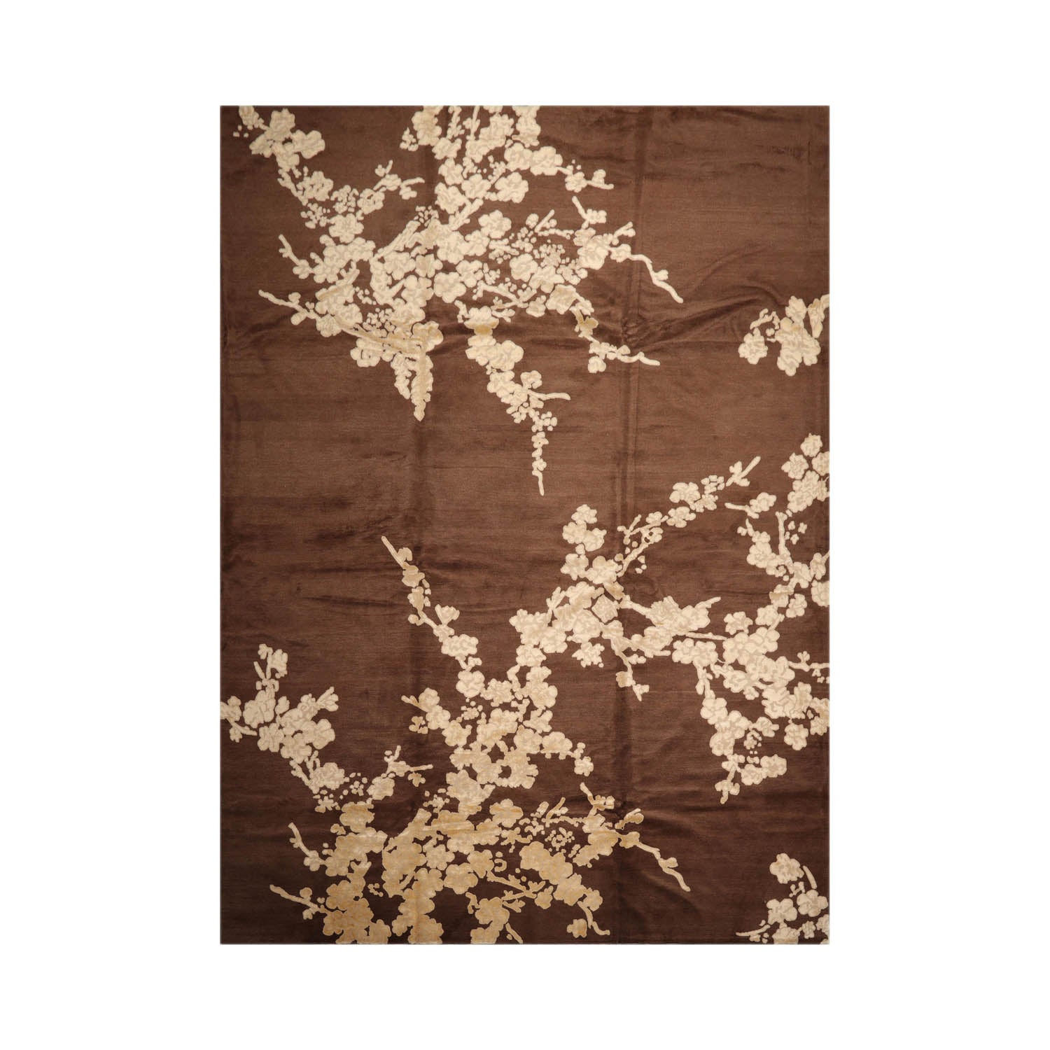 10x14 Brown, Beige, Light Gold Color Hand Knotted Tibetan Wool & Silk Modern Oriental Rug