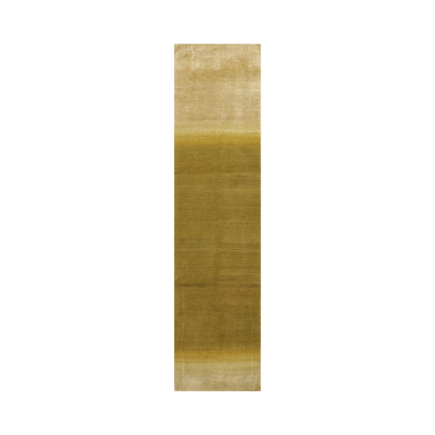 3x12 Olive, Green, Gold Color Hand Knotted Ombre 100% Wool Contemporary Oriental Rug