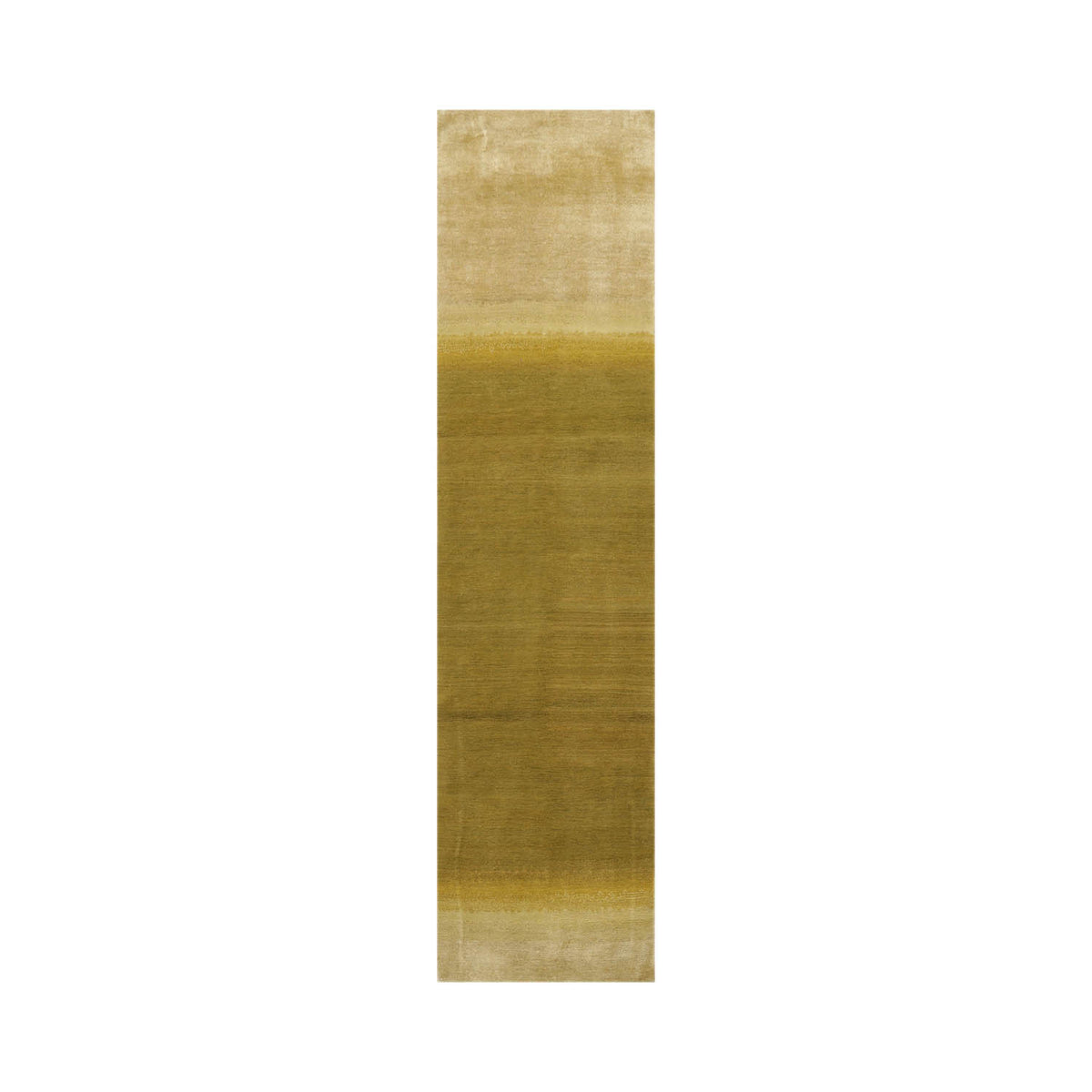3x12 Olive, Green, Gold Color Hand Knotted Ombre 100% Wool Contemporary Oriental Rug