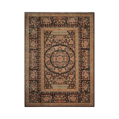 Multi Size Chocolate Tan Aqua Color Hand Knotted  Wool Traditional Oriental Rug