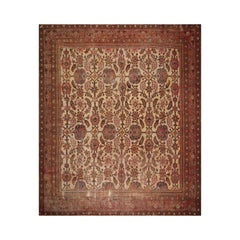 Palace Beige, Rust, Brown Color Hand Knotted Mahal 100% Wool Traditional Oriental Rug